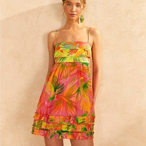 NWT Farm Rio Mixed Painted Birds Mini Dress size L